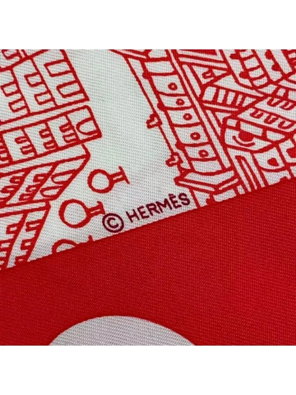 Hermes Carre 90 de Passage a Paris Silk Scarf Red - Picture 6 of 8